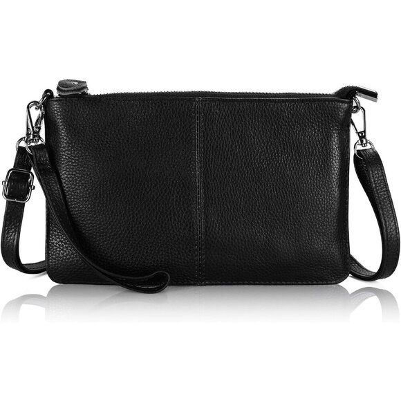 Handbags - Genuine Leather Wristlet Clutch Wallet Purses Small Crossbody Bags for Women wit